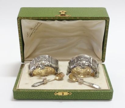 Pair of salt shakers and salt shovels in...