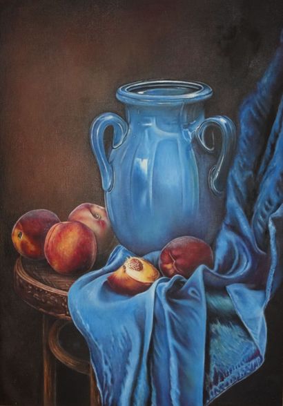 Peach still life.

Oil on canvas.

Top. Height...