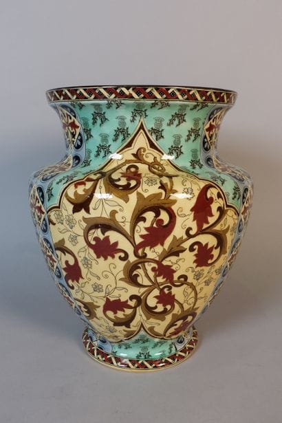 Fine earthenware baluster vase with scrolls...