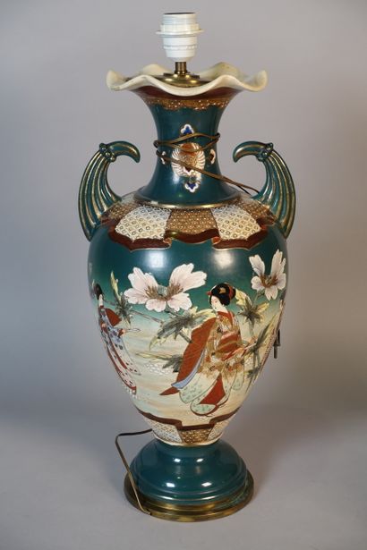 Fine earthenware baluster vase with japanese...