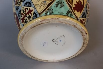 Fine earthenware baluster vase with scrolls...