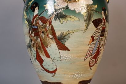 Fine earthenware baluster vase with japanese...