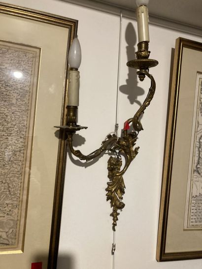 Paire d'appliques en bronze doré à deux bras...