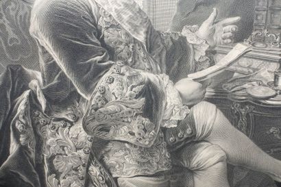 Réunion de deux gravures en noir :

- Le...