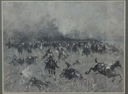 École française vers 1900

Scène de cavalerie

Deux...