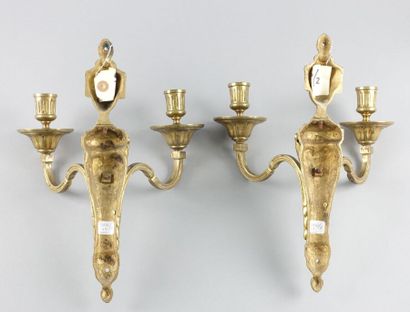 Paire d'appliques en bronze doré à deux bras...