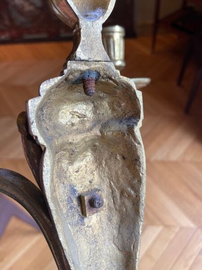 Paire d'appliques en bronze doré à deux bras...