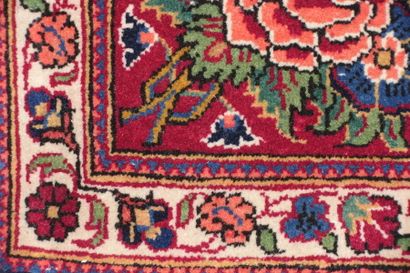 Tapis Keschan (chaîne et trame en coton,...