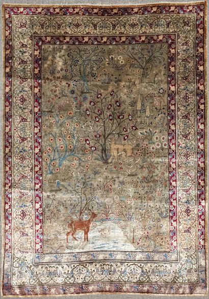 Tapis Tebriz en soie, Nord-Ouest de la Perse,...