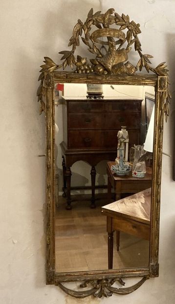 Miroir à cadre rectangulaire en bois doré,...