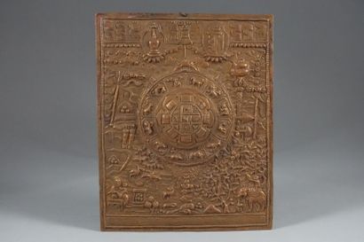 Ensemble de six plaques en cuivre repoussé...