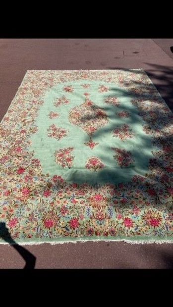 Tapis Kirman (chaîne et trame en coton, velours...
