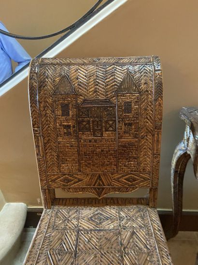 Ensemble de mobilier en marqueterie de fibres...