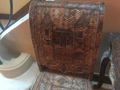 Ensemble de mobilier en marqueterie de fibres...