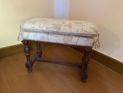 Tabouret en bois tourné, les pieds en balustre...