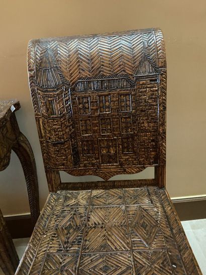 Ensemble de mobilier en marqueterie de fibres...