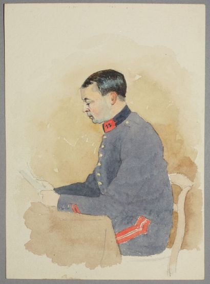 Trois militaires de profil

Aquarelle et...