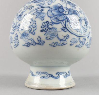 Aspersoir en porcelaine à décor fleuri bleu...