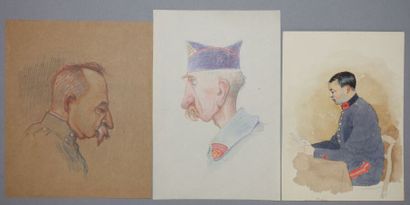 Trois militaires de profil

Aquarelle et...