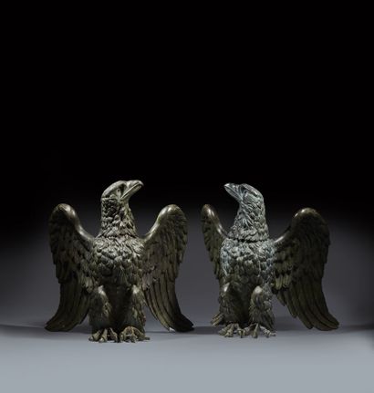 Important pair of eagles of facings
In patinated...