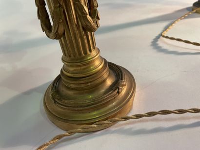 Pair of gilt bronze bouillotte lamps with...