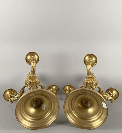 Pair of ormolu candelabras with three arms...