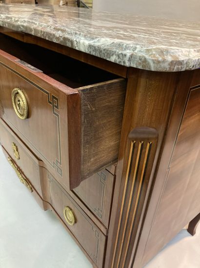 Chest of drawers in fruitwood, ebony and...