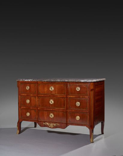 Chest of drawers in fruitwood, ebony and...