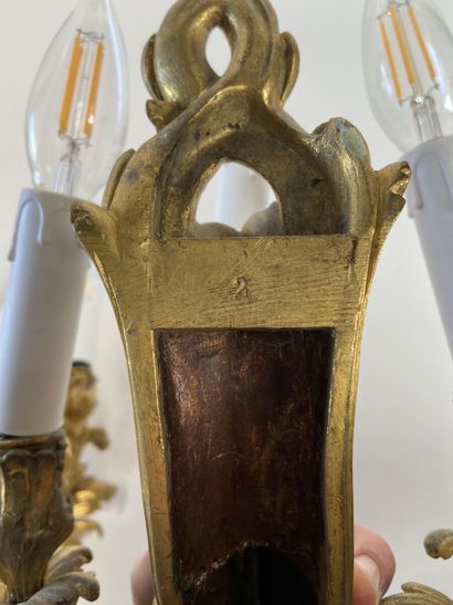 Pair of ormolu sconces with three arms of...