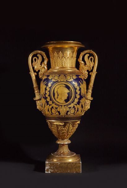 PARIS 
Large ovoid porcelain vase resting...