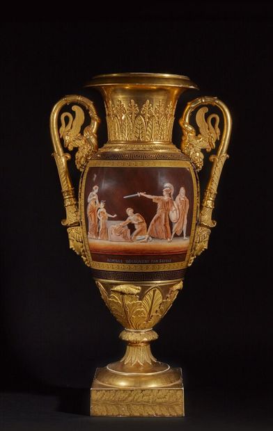 PARIS 
Large ovoid porcelain vase resting...
