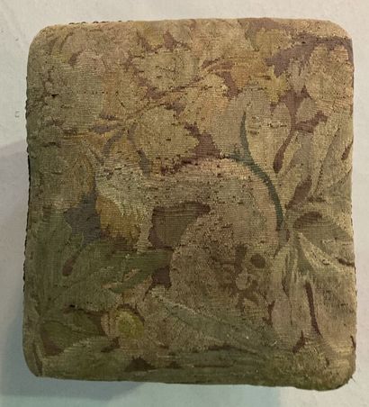 Stool in stained oak, the base in hock with...