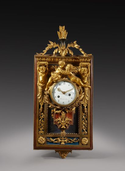 Cartel in gilt bronze, painted sheet metal...