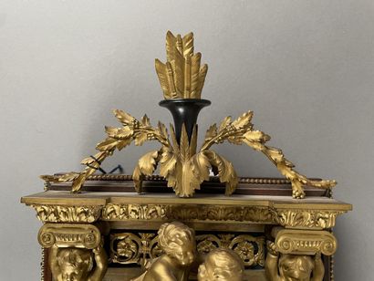Cartel in gilt bronze, painted sheet metal...