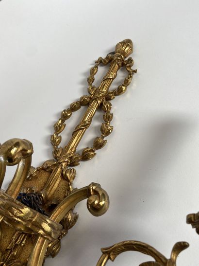 Pair of ormolu sconces with three arms of...