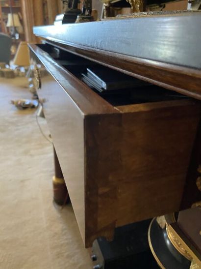 Mahogany and mahogany veneer console, gilded...