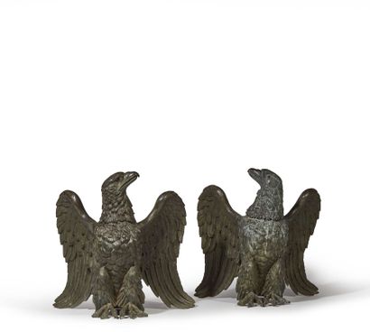 Important pair of eagles of facings
In patinated...