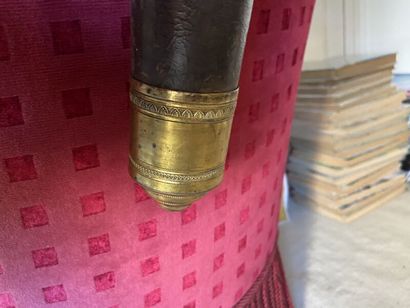 Pair of officer's fonts. 
Covered with brown...