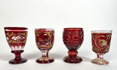 BOHÊME
Set of four red and translucent glass...