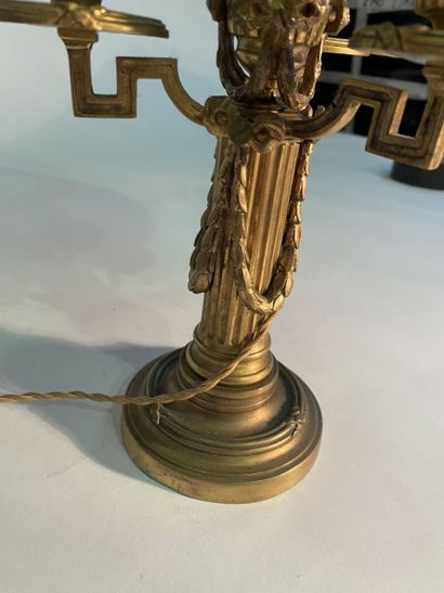 Pair of gilt bronze bouillotte lamps with...