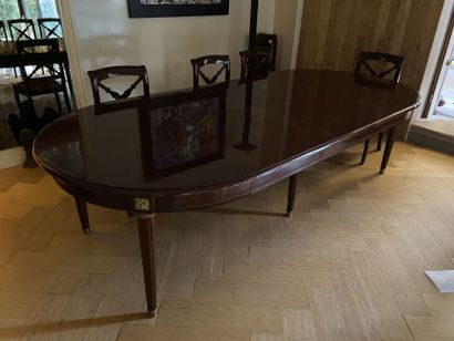 Mahogany dining room table of circular form,...