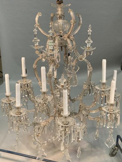 Cage chandelier with twelve arms of light...