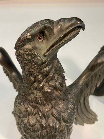 Important pair of eagles of facings
In patinated...