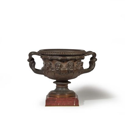 After the antique
Warwick vase in patinated...