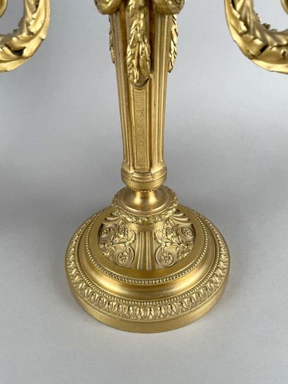 Pair of ormolu candelabras with three arms...