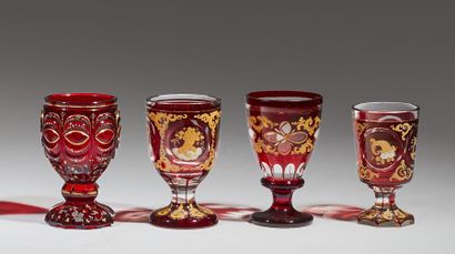 BOHÊME
Set of four red and translucent glass...