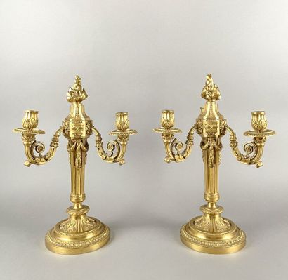 Pair of ormolu candelabras with three arms...