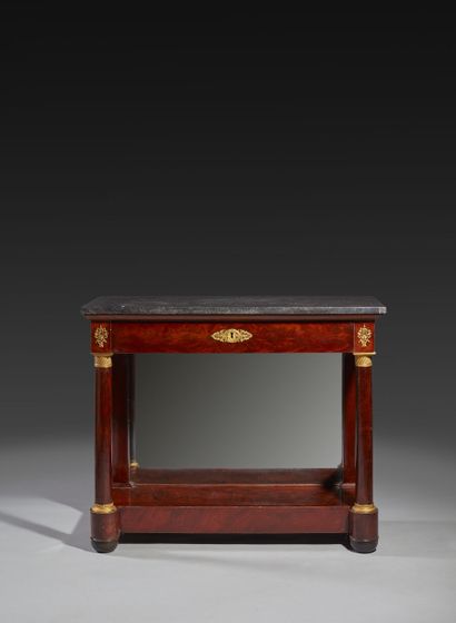 Mahogany and mahogany veneer console, gilded...