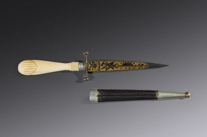 Small masonic dagger. 
Carved bone handle...