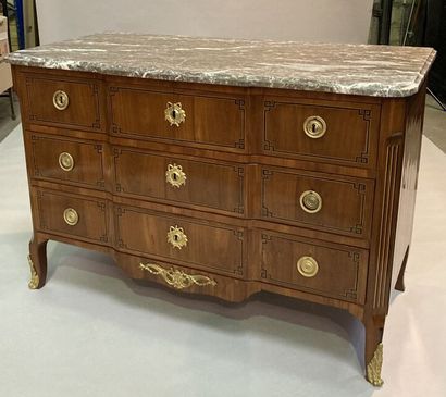 Chest of drawers in fruitwood, ebony and...
